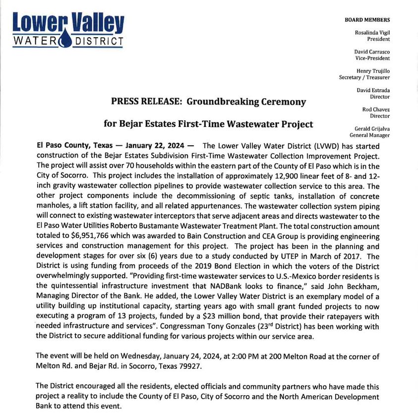Lower Valley Water District Groundbreaking Ceremony